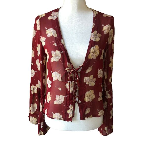 Flynn Skye Boston Lace up Floral Top size Medium - Picture 2 of 5